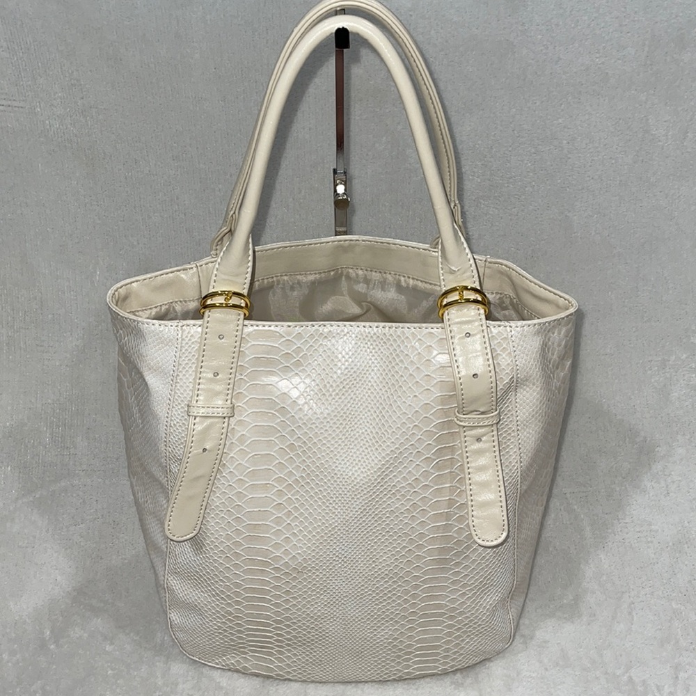 ESTEE LAUDER Large Creamy White Tote Bag Croc Embossed